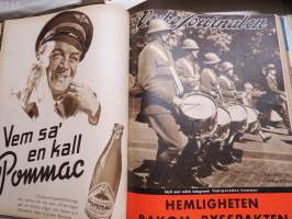 Vecko Journalen 1939, ruotsalainen aikakauslehti -sidottu osittainen vuosikerta, sisältää mm. alkavaa maailmansotaa ja Suomea koskevia artikkeleita
