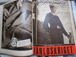 Vecko Journalen 1939, ruotsalainen aikakauslehti -sidottu osittainen vuosikerta, sisältää mm. alkavaa maailmansotaa ja Suomea koskevia artikkeleita