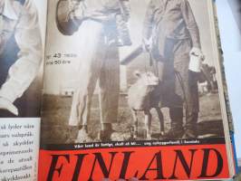 Vecko Journalen 1939, ruotsalainen aikakauslehti -sidottu osittainen vuosikerta, sisältää mm. alkavaa maailmansotaa ja Suomea koskevia artikkeleita