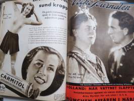 Vecko Journalen 1939, ruotsalainen aikakauslehti -sidottu osittainen vuosikerta, sisältää mm. alkavaa maailmansotaa ja Suomea koskevia artikkeleita