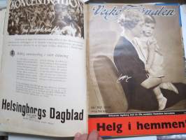 Vecko Journalen 1939, ruotsalainen aikakauslehti -sidottu osittainen vuosikerta, sisältää mm. alkavaa maailmansotaa ja Suomea koskevia artikkeleita