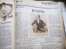 Vecko Journalen 1939, ruotsalainen aikakauslehti -sidottu osittainen vuosikerta, sisältää mm. alkavaa maailmansotaa ja Suomea koskevia artikkeleita