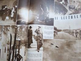 Vecko Journalen 1939, ruotsalainen aikakauslehti -sidottu osittainen vuosikerta, sisältää mm. alkavaa maailmansotaa ja Suomea koskevia artikkeleita