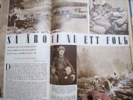 Vecko Journalen 1939, ruotsalainen aikakauslehti -sidottu osittainen vuosikerta, sisältää mm. alkavaa maailmansotaa ja Suomea koskevia artikkeleita