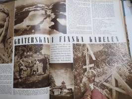 Vecko Journalen 1939, ruotsalainen aikakauslehti -sidottu osittainen vuosikerta, sisältää mm. alkavaa maailmansotaa ja Suomea koskevia artikkeleita