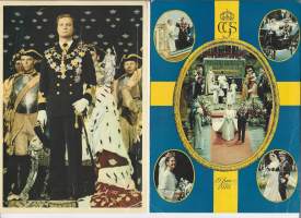 H.M. Konung Carl XVI Gustaf 19.7.1976 - postikortti A5 koko 2 kpl kulkenut