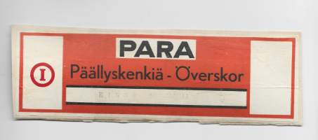 PARA I Päällyskenkiä / Kinos kenkä  tuote-etiketti 6x15 cm