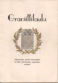 Graniittitaulu - Vapaussodan uhreina kaatuneiden Tyrvään Yhteiskoulun oppilaiden muistoksi.