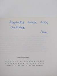 Studier i de svenska översättningarna av Vergilius Aeneis I, II, VI, VII, XI, XII och Bucolica (signeerattu, tekijän omiste)