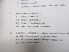 Fysikaalisen kemian suureiden ja yksiköiden symbolit ja terminologia - Finnish manual of symbols and terminology for physicochemical quantities and units