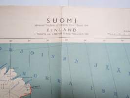 Suomi Koillisosa 1941 -kartta, uudet rajat merkitty