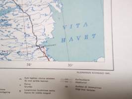 Suomi Koillisosa 1941 -kartta, uudet rajat merkitty