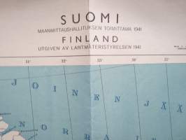 Suomi Koillisosa 1941 -kartta, vanhat rajat