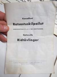 Ratsastuskilpailujen käsiohjelmia 1960-luvulta 9 kappaletta