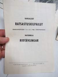 Ratsastuskilpailujen käsiohjelmia 1960-luvulta 9 kappaletta