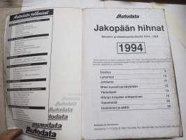 Jakopään hihnat (myös ulkopuoliset käyttöhihnat) Bensiini- ja dieselmoottorit 1974-1994  - Autodata 1994 Huolto - korjaukset - säädöt