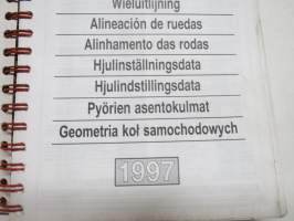 Autodata - 1997 Wheel Alignment Data, Checking, Setting - Front &amp; Rear Wheels - Autodata -säätöarvokirja