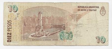 Argentiina 10 Pesos  	2003-2014 - seteli