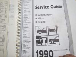 Autodata 1990 Service Guide - Tune-up and Service Specifications for Passenger Cars and Light Commercial Vehicles -huoltotietoja ja säätöarvoja