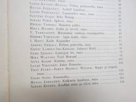 Nuori Suomi XXXIX 1929 kirjallistaiteellinen joulu-albumi, kirjoittajina mm. Elina Vaara, Lauri PohjanpääHilja Haahti, Mika Waltari, Artturi Leinonen, Elsa Hästesko