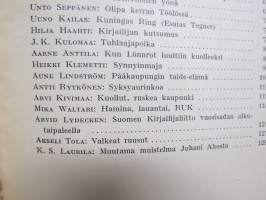 Nuori Suomi XXXX 1930 kirjallistaiteellinen joulu-albumi, kirjoittajina mm. Lauri Haarla, Unto Karri, J.K. Kulomaa, Mika Waltari, Akseli Tola, Aarne Anttila