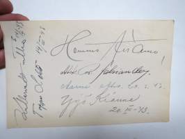 Ilmari Peitsalo -nimikirjoitus + Hemmo Airamo, Yrjö Kianne + useita muita  / signature - autograph