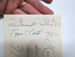 Ilmari Peitsalo -nimikirjoitus + Hemmo Airamo, Yrjö Kianne + useita muita  / signature - autograph