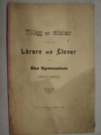 Tilläg och rättelser i fråga om lärare och elever vid Åbo Gymnasium 1830-1872