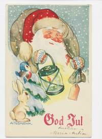 Joulukortti God Jul sign A Tilgmann   - postikortti taiteilijapostikortti kulkenut