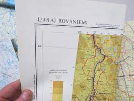 Lentokarttoja / ilmailukarttoja, suomalaisia, 11 kappaletta, eri ikäisiä