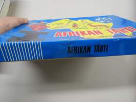 Afrikan Tähti / Afrikas stjärna -lautapeli, hyväkuntoinen pelipohja, laatikko korkeintaan tyydyttäväkuntoinen, nappuloita ja merkkejä puuttuu