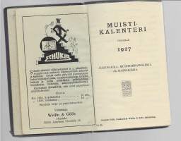 Muistikalenteri 1927 -   kalenteri merkintöjä