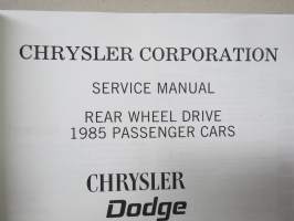 Chrysler Rear Wheel Drive Passenger Cars Chrysler / Dodge / Plymouth 1985 Fifth Avenue, Diplomat, Gran Fury, Newport - Service Manual,  -Korjaamokäsikirja