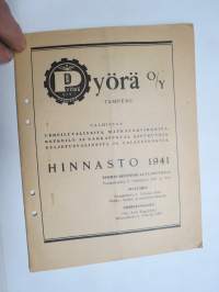 Pyörä Oy, Tampere, hinnasto 1941, kärryt, rattaat, kelkat, lastenreet, lastenvaunut, pyörät, lapiot, sauvat, hevoskärryt, ym. tuoteluettelo / hinnasto nr 32