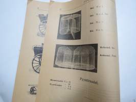 Pyörä Oy, Tampere, hinnasto 1941, kärryt, rattaat, kelkat, lastenreet, lastenvaunut, pyörät, lapiot, sauvat, hevoskärryt, ym. tuoteluettelo / hinnasto nr 32