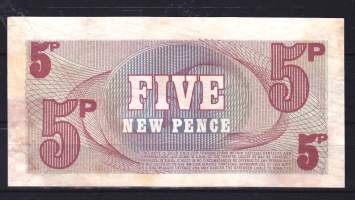 Seteli/voucher 5 p British Armed Forces. Pakkasileä