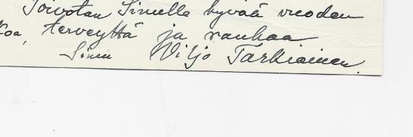 Viljo Tarkiainen - nimikirjoitus kortilla 1949