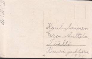 Postikortti vanha joulukortti Hauskaa joulua, 1946 (90/20)