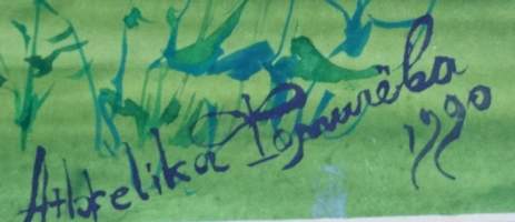 Angelika Fomicheva, &quot;Karjalainen kansansatu &quot; maalaus  sign 1990    40x30 cm kehystämätön