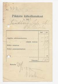 Piikkiön Kirkollismaksut  1923