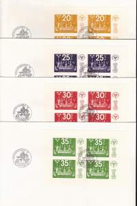 Ruotsi - Stockholmia 1974 postimerkkinäyttely (21.9.1974) - Neljä FDC ensipäiväleimakuorta