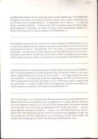 Ruotsi - Stockholmia 1974 postimerkkinäyttely (21.9.1974) - Neljä FDC ensipäiväleimakuorta ja neljä ensipäiväleimattua blokkia pahvikotelossa