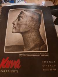 Kuvataidelehti syyskuu 9/1950 kuningatar Nefertiti, teatterin syyskausi alkanut, urheilu ja kuvanveisto