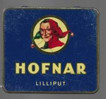Hofnar Lilliput   - sikarilaatikko peltiä , koko 9x9x1  cm