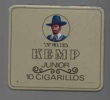 Van Kemp Junior  - sikarilaatikko peltiä , koko 9x9x1  cm