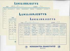 Lukujärjestys 1950-51 - Kouluaitta Oy 3 kpl erä