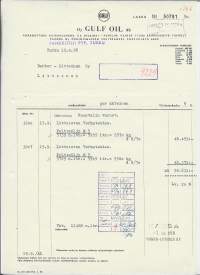 Gulf Oil Oy - Turku 1958 firmalomake