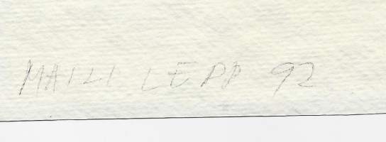 Maili Lepp,   &quot;Talvimaisema&quot;  alkuperäismaalaus,  sign atergo Maili Lepp 92  kehystämätön  koko 16x12 cm