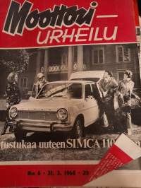 Moottoriurheilu 6/1968 20 vsk tutustukaa uuteen Simca 1100:aan, moottoriliitolle ensimmäiset valmentajat, BMW 1600-2