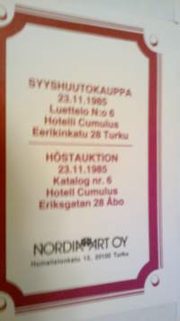 Syyshuutokauppa Turussa 23.11.1985 no 6 Nordia Art Oy